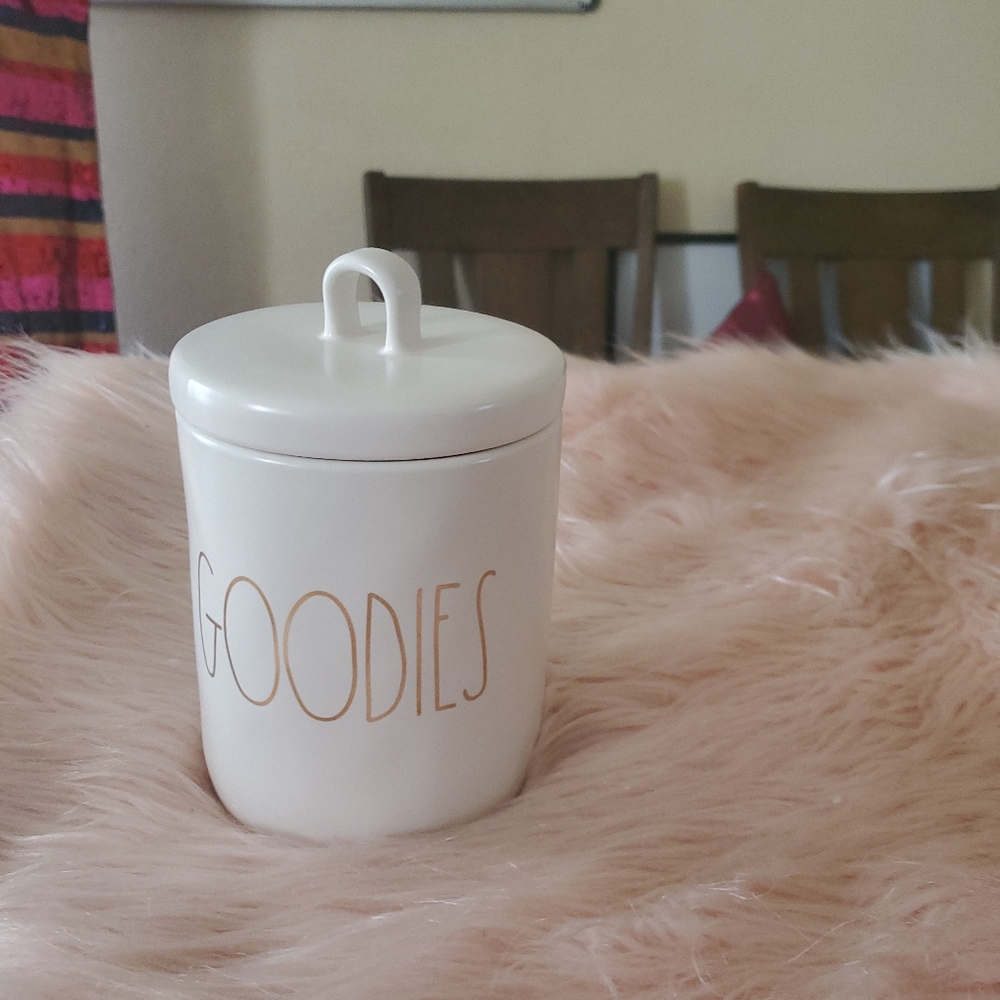 Rae Dunn GOODIES Canister/Jar Ivory with Gold Word